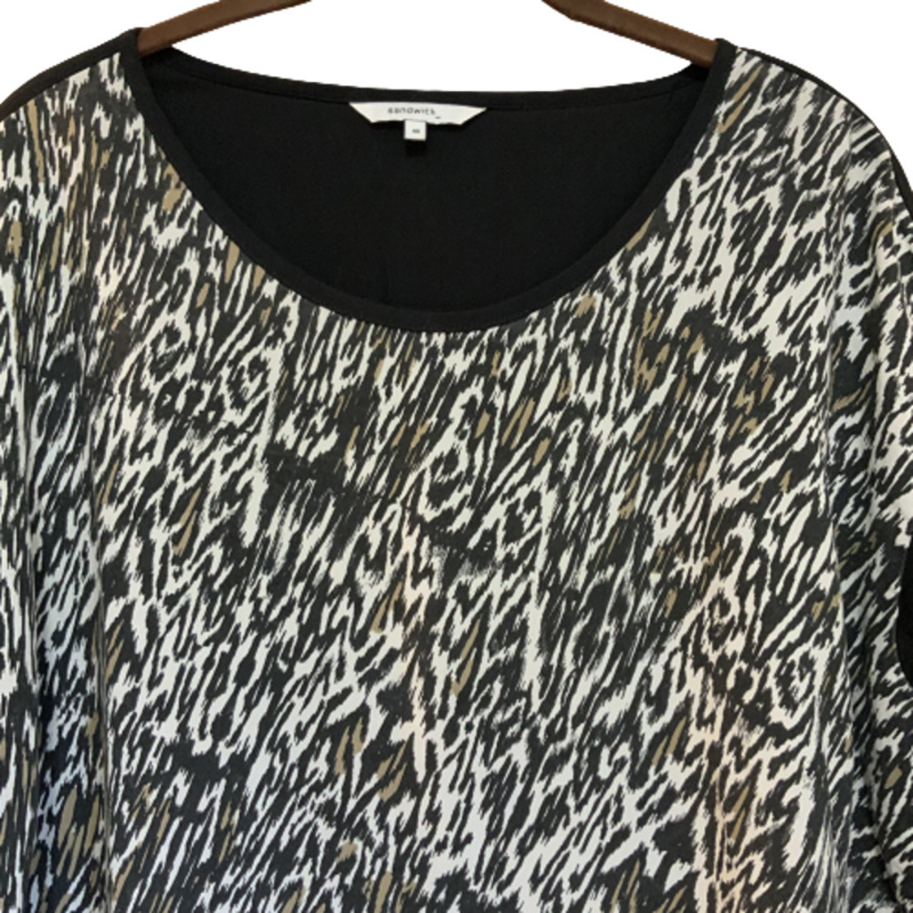 SANDWICH Animal Print Long Sleeve Tunic T-Shirt Blouse Round Neck Pullover 40=L - Picture 3 of 6